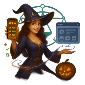 App vs web slot Halloween Fortune
